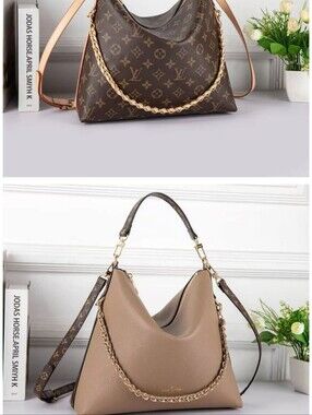 Luxury-Inspired Brown Monogram Hobo Bag